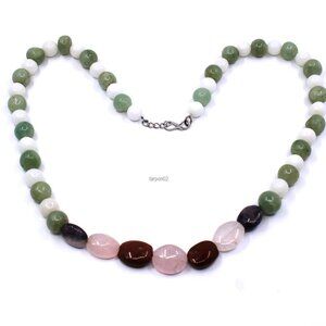 Artisan Antique Vintage Handmade Multi-Gemstone Sterling Silver Necklace  NWOT
